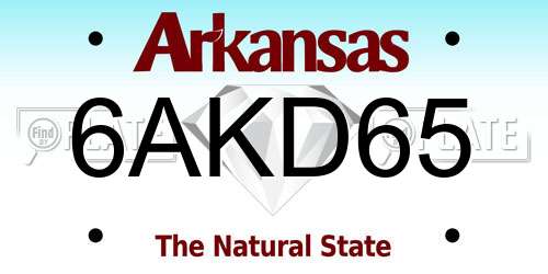 6AKD65 Arkansas License Plate