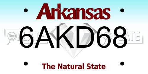6AKD68 Arkansas License Plate