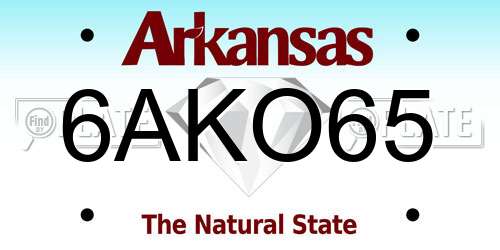6AKO65 Arkansas License Plate