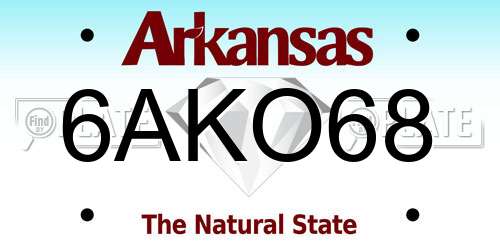 6AKO68 Arkansas License Plate