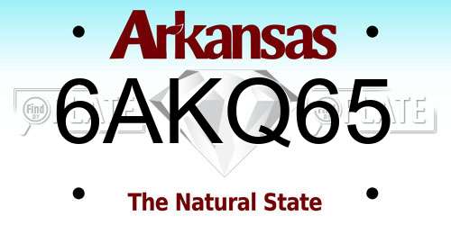 6AKQ65 Arkansas License Plate