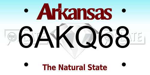 6AKQ68 Arkansas License Plate