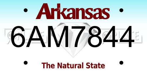 6AM7844 Arkansas License Plate