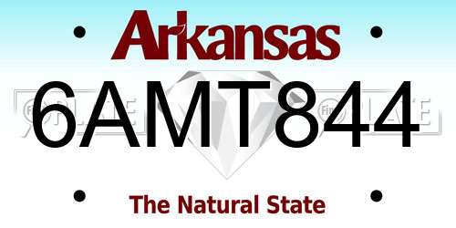 6AMT844 Arkansas License Plate