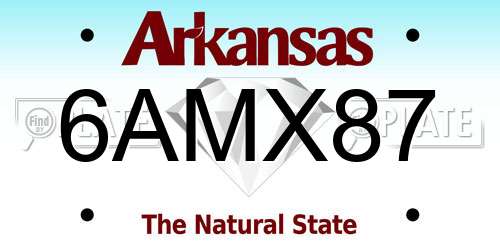 6AMX87 Arkansas License Plate