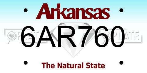 6AR760 Arkansas License Plate