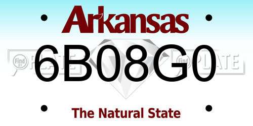 6B08G0 Arkansas License Plate