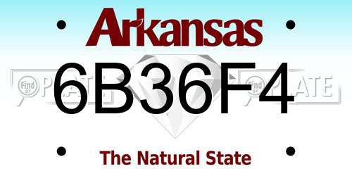 6B36F4 Arkansas License Plate