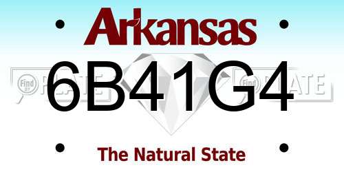 6B41G4 Arkansas License Plate