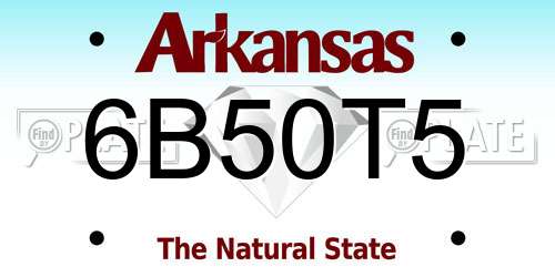 6B50T5 Arkansas License Plate