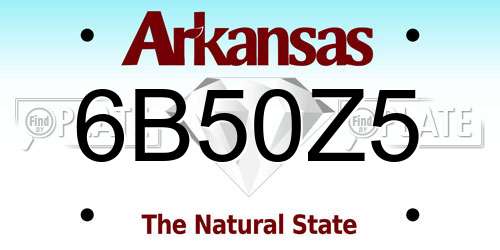 6B50Z5 Arkansas License Plate