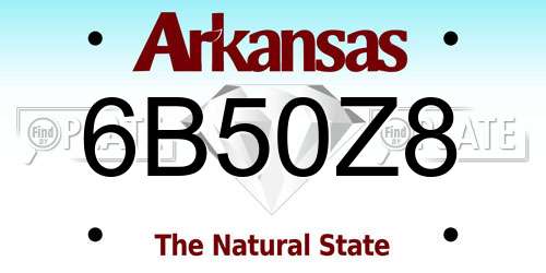 6B50Z8 Arkansas License Plate