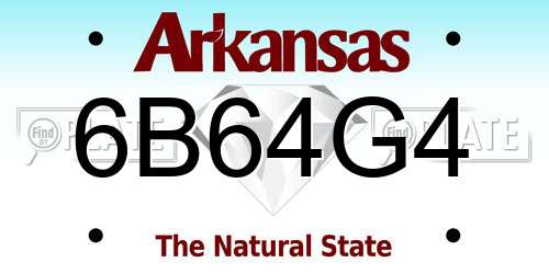 6B64G4 Arkansas License Plate