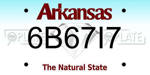 6B67I7 Arkansas License Plate