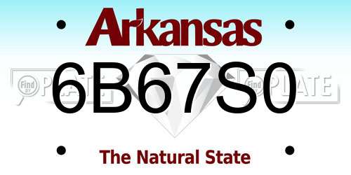 6B67S0 Arkansas License Plate