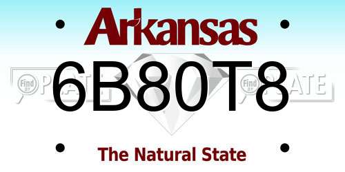 6B80T8 Arkansas License Plate
