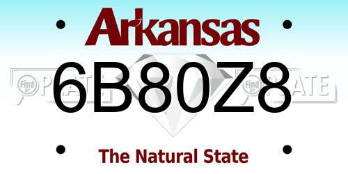 6B80Z8 Arkansas License Plate