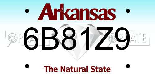 6B81Z9 Arkansas License Plate