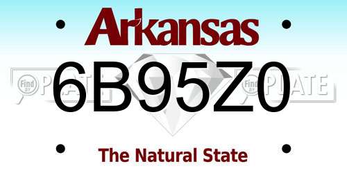 6B95Z0 Arkansas License Plate