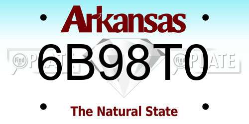 6B98T0 Arkansas License Plate