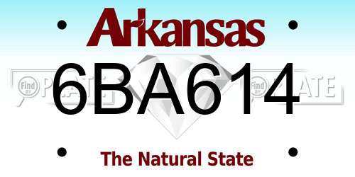 6BA614 Arkansas License Plate