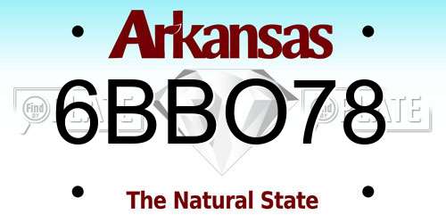 6BBO78 Arkansas License Plate