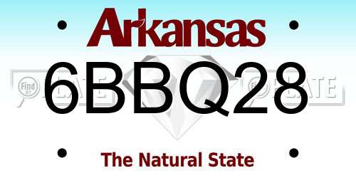 6BBQ28 Arkansas License Plate