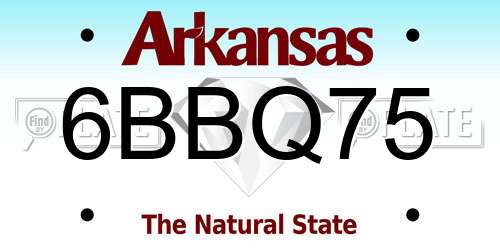 6BBQ75 Arkansas License Plate