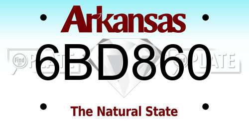 6BD860 Arkansas License Plate