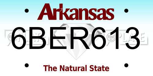 6BER613 Arkansas License Plate