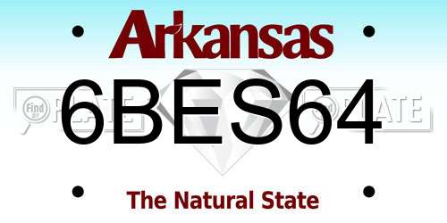 6BES64 Arkansas License Plate