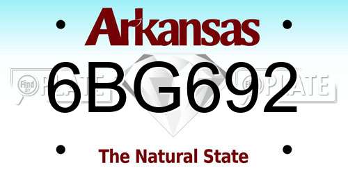6BG692 Arkansas License Plate