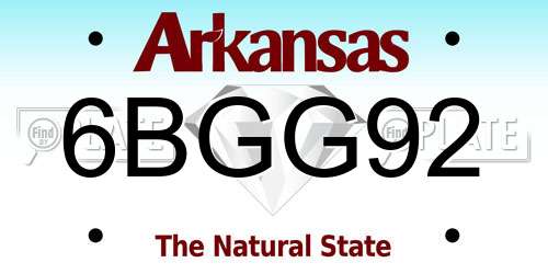 6BGG92 Arkansas License Plate