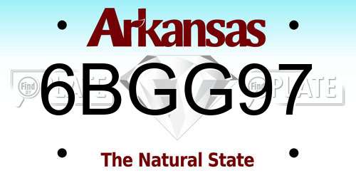 6BGG97 Arkansas License Plate
