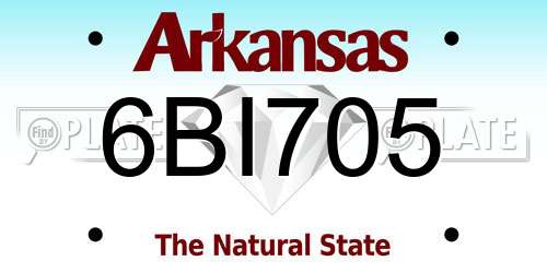 6BI705 Arkansas License Plate