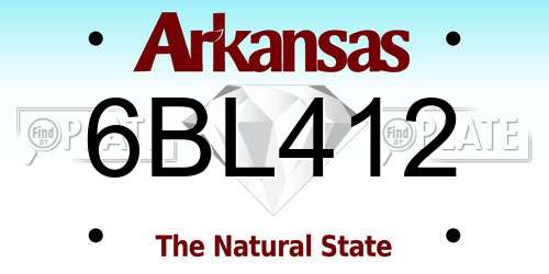 6BL412 Arkansas License Plate