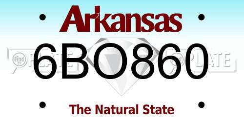 6BO860 Arkansas License Plate
