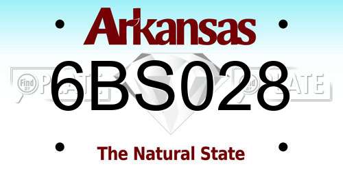 6BS028 Arkansas License Plate