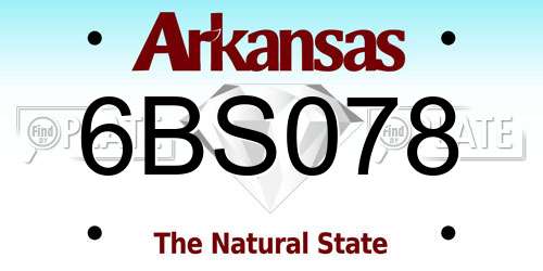 6BS078 Arkansas License Plate