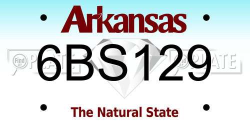 6BS129 Arkansas License Plate