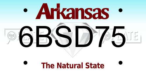 6BSD75 Arkansas License Plate