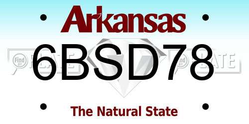 6BSD78 Arkansas License Plate