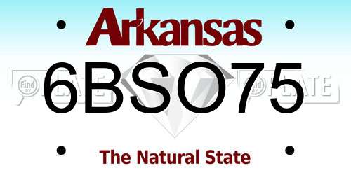 6BSO75 Arkansas License Plate