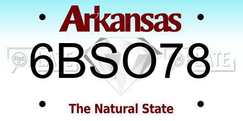 6BSO78 Arkansas License Plate