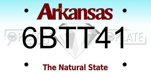 6BTT41 Arkansas License Plate