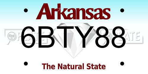 6BTY88 Arkansas License Plate