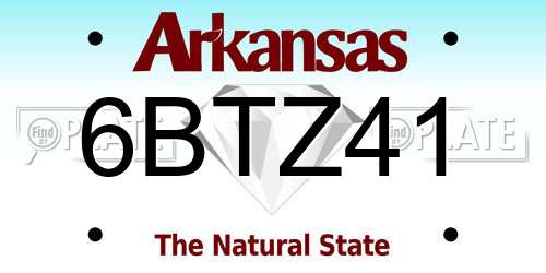 6BTZ41 Arkansas License Plate