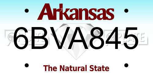 6BVA845 Arkansas License Plate