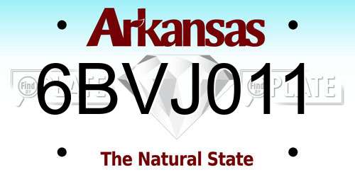 6BVJ011 Arkansas License Plate