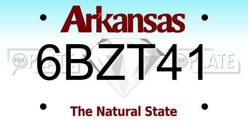 6BZT41 Arkansas License Plate